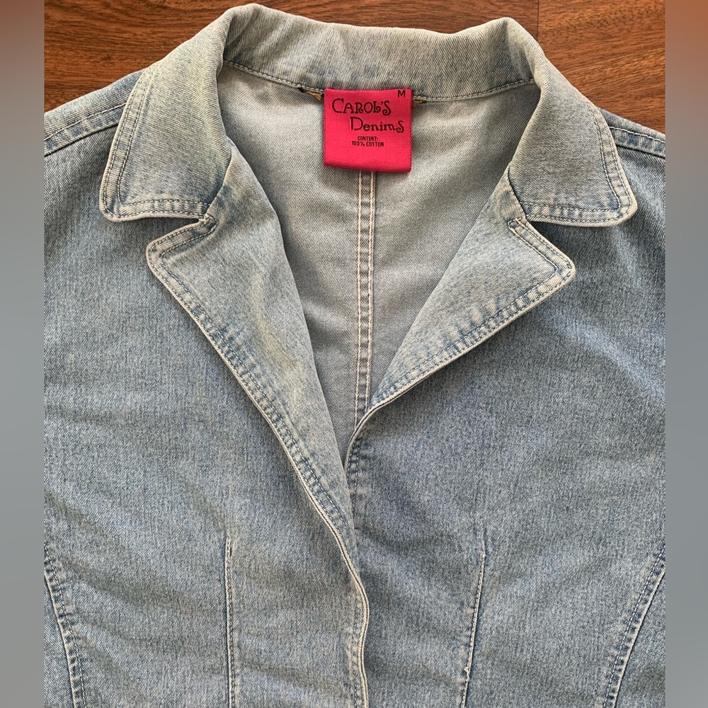 Carol’s Demins Soft 100% Cotton Blazer Jean Jacket Sz M Pit2pit 21” Length 25.5” - Picture 5 of 6